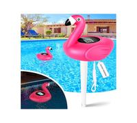 LanBlu Thermomètre Piscine Solaire, Thermomètre de Piscines Numérique, Flamingo Thermometre Piscine Flottante avec Ecran Rétro-Éclairé Lecture Facile la Nuit, Thermometre Digital Piscines pour Bassin