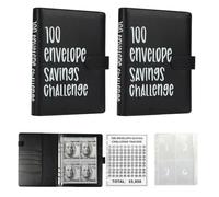LANBOUY 100 enveloppes pour défi d'économie d'argent, planificateur budgétaire, livre de budget avec défi d'économies d'argent, classeur d'argent de 52 semaines, 4 enveloppes par page, un total de 25