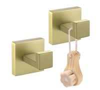 LANC Accessoires De Salle De Bain Crochet Serviette Or Brossé Manteau Peignoir Crochet Durable Cintre Moderne Cuisine Garage Hôtel Crochet Mural En Acier Inoxydable Mural 2 Pièces, A8805BG-P2