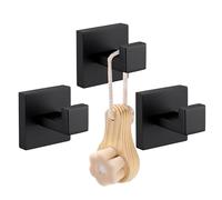 LANC Accessoires De Salle De Bain Patère Noir Mat Serviette Peignoir Crochet Heavy Duty Cintre Salle De Bain Cuisine Ménage Hôtel Crochet Mural Mural 3 Pièces, A8805MB-P3