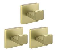 LANC Crochet de quincaillerie de salle de bain Patère en or brossé Porte-serviettes carré robuste Salle de bain Cuisine Garage Crochet mural SUS 304 Acier inoxydable mural 3-Pack, A8805BG-P3