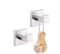 LANC Patère Murale Salle de Bain, Lot de 2 Crochet Mural Crochets à visser en Acier Inoxydable, Nickel Brossé Crochets pour serviettes pour Salle de Bain Chambre Cuisine(Perçage),A8805BN-P2