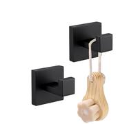 LANC Quincaillerie De Salle De Bain Crochets De Serviette Noir Mat Manteau Peignoir Crochet Robuste Cintre Carré Salle De Bain Cuisine Garage Crochets 304 En Acier Inoxydable Mural 2 Pack, A8805MB-P2