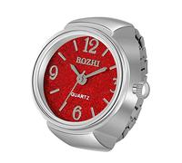 Lancardo 1 à 7 pièces - Montre à quartz analogique pour homme et femme - Cadran à chiffres arabes - Bracelet élastique - Couleur argentée, Rouge