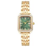 Lancardo Élégante montre à quartz carrée pour femme - Boîtier doré - Cadran vert - Bracelet amovible en acier inoxydable - Pour femme
