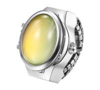 Lancardo Élégante montre à quartz : œil de chat avec boîtier ouvert en acier inoxydable et bracelet élastique argenté élégant pour fête de Noël