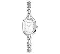 Lancardo Élégante montre argentée à quartz ovale avec bracelet en acier inoxydable pour femme, pour Noël, anniversaire