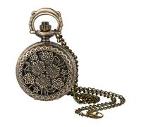 Lancardo Élégante montre de poche à quartz : boîtier creux en bronze antique, chiffres arabes faciles à lire, avec collier et chaîne pour femme, anniversaire, Noël
