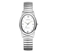 Lancardo Élégante montre ovale pour femme : bracelet élastique avec chiffres romains et aiguilles lumineuses, bracelet en acier inoxydable extensible pour bureau, fête, Noël