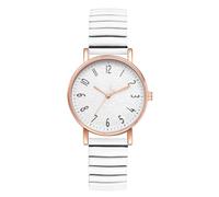Lancardo Montre-bracelet élastique pour femme : grand cadran rond élastique à quartz analogique, chiffres arabes, cadran blanc, facile à lire, blanc