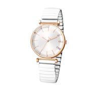 Lancardo Montre bracelet élastique pour femme : quartz blanc en acier inoxydable, bracelet extensible, cadran transparent facile à lire, montre pour femme