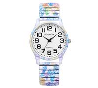 Lancardo Montre bracelet extensible pour femme : fleur de Bohême élastique analogique à quartz grand nombre cadran blanc facile à lire.., papillon