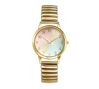 Lancardo Montre élastique à cadran arc-en-ciel : quartz facile à lire, grand chiffres, bracelet en acier inoxydable, bracelet extensible, pour femme, pour les affaires, les anniversaires, Noël