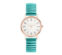 Lancardo Montre élégante à bracelet élastique pour femme avec cadran rond et grands chiffres facile à lire - Bracelet élastique vert - Montre d'affaires décontractée