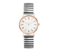 Lancardo Montre élégante à bracelet élastique pour femme avec cadran rond et grands chiffres facile à lire - Bracelet élastique argenté