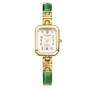 Lancardo Montre rectangulaire chic pour femme : 5ème mois avec pierres précieuses vertes, cadran arabe facile à lire, mouvement à quartz tendance, pour anniversaire, Noël