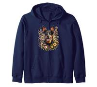 Lancashire Heeler Dog Summer Wildflowers Illustration Sweat à Capuche