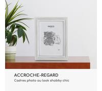 Antic by Casa Chic - Cadre Original en Bois Massif Shabby Chic - Aspect Antique & Vintage - 13x18 cm - Vitre en Verre - Passe Partout pour Photo 15x10 cm - Blanc Cassé & Argent Antique