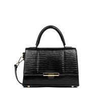 LANCASTER | Exo Trinity - Petit Sac à Main Cuir de Vachette Grainé Noir - Lézard