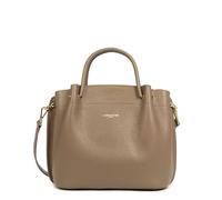 LANCASTER | Foulonné Double - Grand Sac à Main Cuir de Vachette Grainé Taupe - In - Or