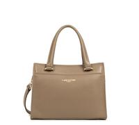 LANCASTER | Foulonné Double - Petit Sac à Main Cuir de Vachette Grainé Taupe - In - Or