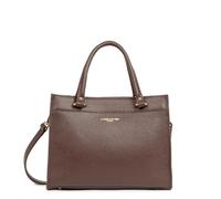 LANCASTER | Foulonné Double - Sac à Main Cuir de Vachette Grainé Marron - In - Or pâle