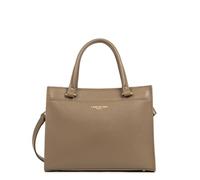 LANCASTER | Foulonné Double - Sac à Main Cuir de Vachette Grainé Taupe - In - Or
