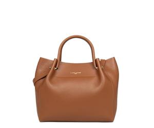 LANCASTER | Foulonné Double - Sac cabas épaule Cuir de Vachette Grainé Camel - In - Orange