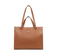 LANCASTER | Foulonné Double - Très grand Sac cabas épaule Cuir de Vachette Grainé Camel - In - Orange