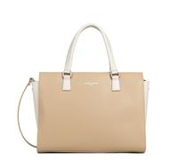 LANCASTER | Smooth - Grand Sac cabas Main Refente de Cuir de Vachette Lisse Beige - Ecru