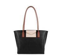 Sac cabas épaule Zippée M Maya Lancaster 517-29 Noir - Galet rosé - Cognac Noir