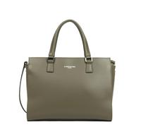 LANCASTER | Smooth - Grand Sac cabas Main Refente de Cuir de Vachette Lisse Kaki fumé
