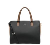 LANCASTER | Smooth - Grand Sac cabas Main Refente de Cuir de Vachette Lisse Noir - Nude - Vison