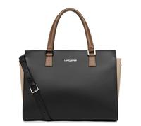 LANCASTER | Smooth - Grand Sac cabas Main Refente de Cuir de Vachette Lisse Noir - Nude - Vison