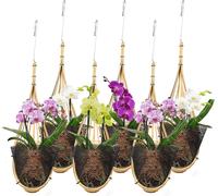 Lanccona Lot De 6 Pots De Fleurs À Suspendre Pour Orchidée De 12,7 Cm Avec Crochets De Style Nid D'oiseau,Panier À Orchidée Tissé Fait À La Main En Bambou Thaïlandais Pour Treillis,Tonnelle,