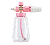 Lance à mousse à neige pour lavage de voiture avec tête rotative et bouton de réglage du rapport mousse/eau pour une couverture ciblée (rose)
