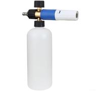 Lance à mousse à neige réglable pour nettoyeur haute pression avec interface de connexion rapide et pot en mousse métallique transparent pour outil de lavage de voiture, bleu et blanc (A)