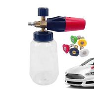 Lance à mousse - Accessoire avec double connecteur pour lance à mousse - Accessoire de savon avec 5 buses pour nettoyage de véhicules, toits et sols