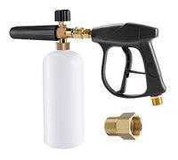 Lance à Mousse de Neige Pistolet Cannon à Mousse 1L Bouteille, 1/4" Rapide Réglable Distributeur de Savon avec M22 de 14 mm à 15 mm Mâle Connecteur pour Laveuse à Pression (avec Pistolet à Mousse)
