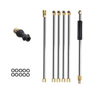 Lance d'arrosage à jet d'eau en métal for nettoyeur de voiture, rallonge incluse, compatible avec les nettoyeurs haute pression Karcher série K, 5 buses interchangeables(Orange)