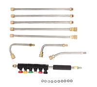 Lance de Nettoyeur Haute Pression, Extension Télescopique avec 5 Tiges Droites, 3 Tiges Courbes, 6 Buses, Pulvérisateur pour Toiture