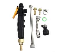 Lance de Pulvérisateur Jardin Haute Pression en Acier Inoxydable avec Buses Réglables et 2 Raccords Laiton 3/8" et 1/4", Verrouillable Anti-Fatigue pour Arrosage Plantes et Nettoyage Extérieur(48cm)