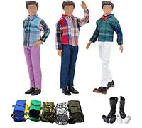 Lance Home 12pcs Accessoires pour 32cm Poupées Garçon Poupée Chemise Blouse Pantalon Style Aléatoire Cadeau Noël pour 12" Poupées (3 Vêtements 3 Pantalons 3 Paires de Chaussures 3 Sac)