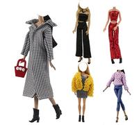 Lance Home® 5 Ensemble Vêtements d'automne Robes + Pantalon Chaussures Sac De Mode Chapeau Manches Longues Manteau pour 29cm Poupées Accessoires Bébé Cadeaux de noël Casual Style