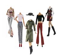 Lance Home® 5 Ensemble Vêtements d'automne Robes + Pantalon Chaussures Sac De Mode Chapeau Manches Longues Manteau pour 11,5" Poupée Accessoires Bébé Cadeaux Casual Style