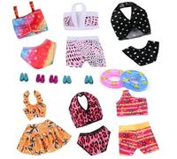 Lance Home® 5 Ensembles Mini la Main Mode Soft Plage Bikini Piscine Plage d'été Vêtements de Bain pour 11.5" Jouets de poupée 29cm (5 Maillot de Bain + 5 Chaussons + 2 bouées de Sauvetage)