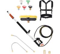 Lance télescopique VEVOR Manche télescopique, 5,5 m, 4000 PSI, avec tiges de rallonge pour nettoyeur haute pression, nettoyeur de gouttières, tête de brosse, 5 embouts de buse de pulvérisation, adapta