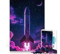 Lancement de fusée dans l'espace avec nébuleuse Puzzle de 1000 pièces pour Adultes Renforce la mémoire, soulage Le Stress Qualité supérieure Surprise d'anniversaire (38x52cm)
