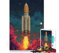 Lancement de fusée dans l'espace Puzzle de 1000 pièces pour Adultes Jeu de logique Fine Loisirs Bords Nets Objet de Collection (38x26cm)
