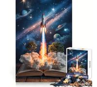 Lancement de fusée d'un Livre Ouvert vers l'espace Puzzle de 1000 pièces pour Adolescents Jeu de logique Stimulant Amusant en intérieur Bordure Premium Cadeau mémorable (50x75cm)